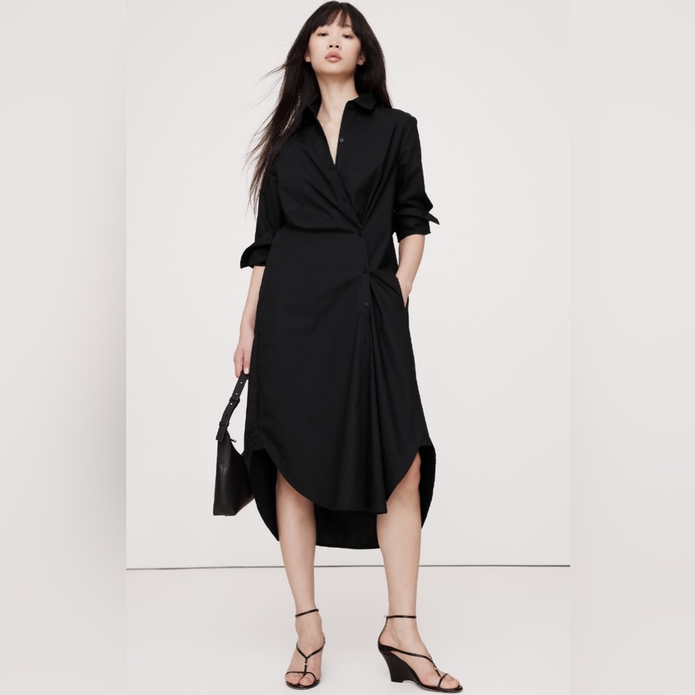 BANANA REPUBLIC COTTON POPLIN ASYMMETRICAL SHIRT DRESS